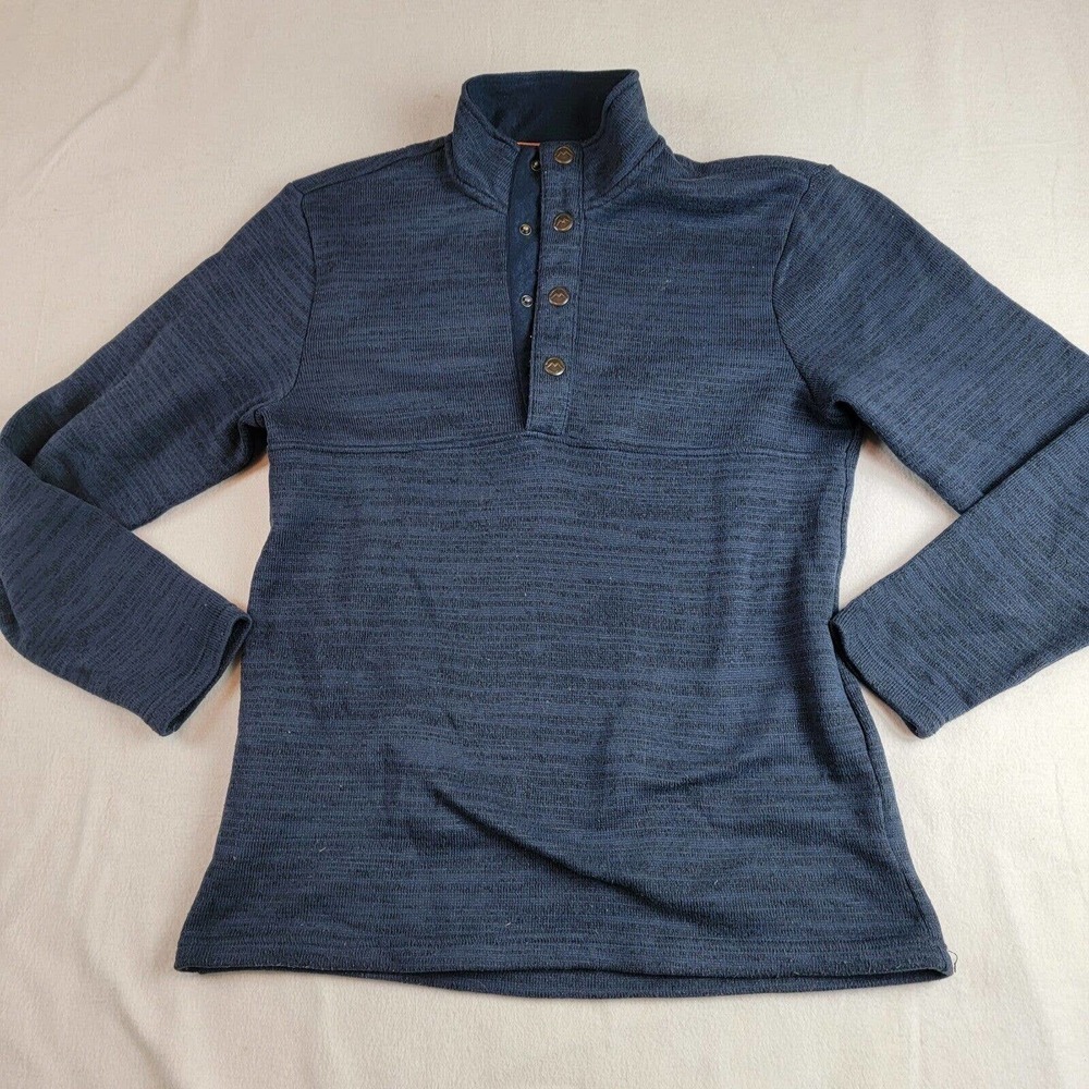 MAGELLAN Outdoors Loose Fit 1/4 Button Sweater Adult Medium Navy Pullover Mens